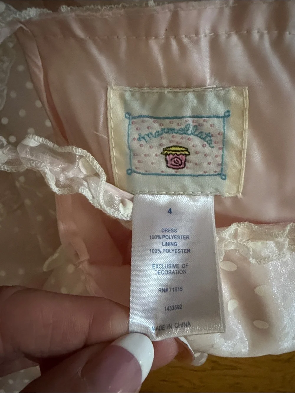 4T - MARMELLATA -Vintage 80s Girls Pink Polka Dot Organza Party Dress Floral Bow
